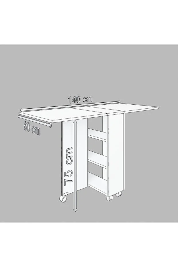 Ultra Flamingo Pratik Katlanır - Açılır Kapanır Raflı Mutfak Yemek Çalışma Masası